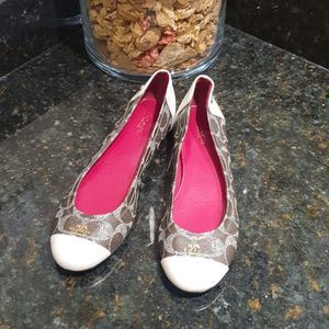 Coach Women's "Chelsea" Black Smoke Jacquard Leather Ballet Flats 7.5